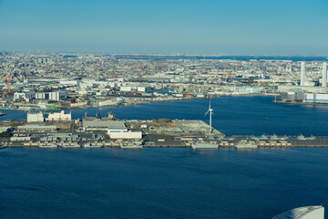The city of Yokohama seen from the sky 