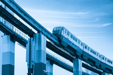 Light rail runs on bridges at high speed in Chongqing, China