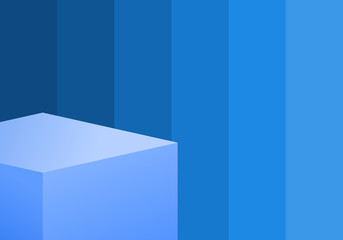 modern 3d blue square podium pedestal on monochrome blue palette background. product display or award stage. vector
