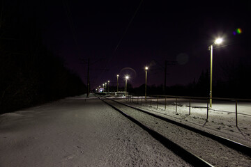 Railway station in the dark
