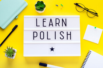 Online Polish courses. Distance learning concept.