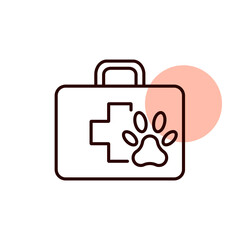 Pet first aid kit vector icon. Clinic box sign