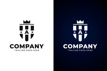 Modern Shield and letter A logo template.Vector shield emblem design. Shield logo design.