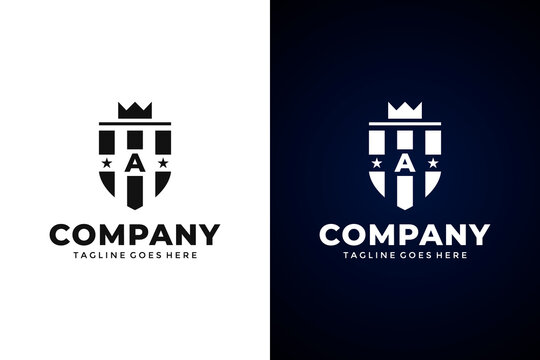 Modern Shield and letter A logo template.Vector shield emblem design. Shield logo design.