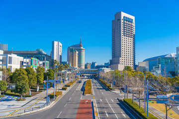 Fototapeta na wymiar Scenery of Makuhari New City, Chiba Prefecture, Japan. Makuhari is a new business district near Tokyo.