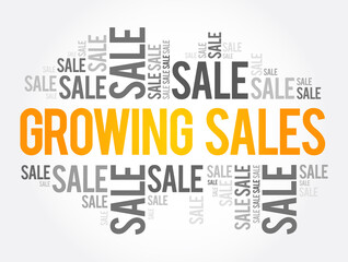 Growing Sales word cloud collage, business concept background