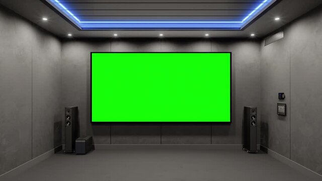 Home Cinema Room With Green Screen