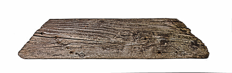 isolated very old wooden board on white background
