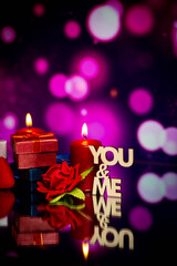 Valentine's Day. Wedding day. Anniversary. Engagement day. You and me. Love. Bokeh background. 