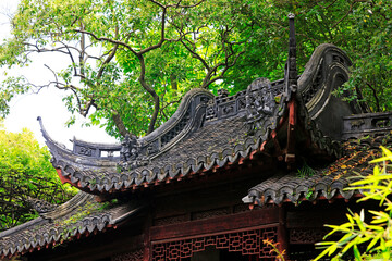 Ancient architecture sculpture on the roof in Yu Garden,Shanghai,China