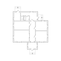 House interior. Black and White floor plan of a modern apartment. Vector blueprint. Architectural background.