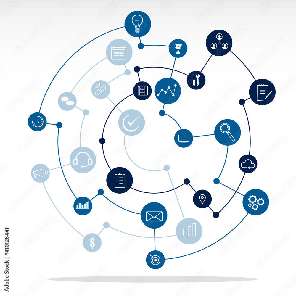 Wall mural infographic vector with icons set in circular layers for presentation and website