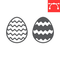 Easter egg line and glyph icon, Happy Easter and holiday, egg vector icon, vector graphics, editable stroke outline sign, eps 10.