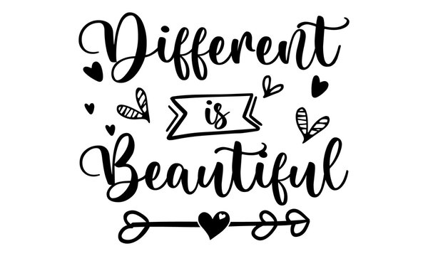 Different Is Beautiful calligraphy design on square vector image