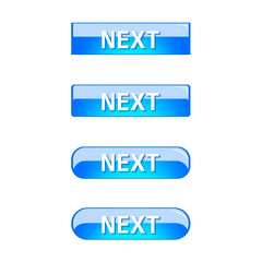 Next web button set aqua blue shining color vector illustration isolated on white background
