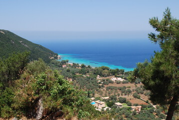 Fototapeta na wymiar Greece - Lefkada - Blick zum Gyra Beach vom Kloster Faneromeni