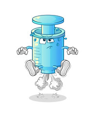 syringe fart jumping illustration. character vector