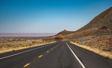 Fototapeta na wymiar Highway through the Navajo Nation, Arizona