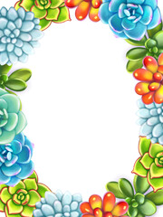 Floral Border. Succulents arranged un a shape of frame