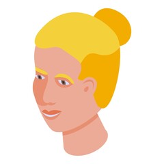 Smiling girl icon. Isometric of smiling girl vector icon for web design isolated on white background