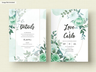 Wedding invitation set template with greenery floral