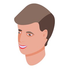 Teenager smile face icon. Isometric of teenager smile face vector icon for web design isolated on white background