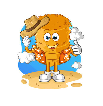 recommend clip art: straw roll go on vacation. cartoon mascot vector