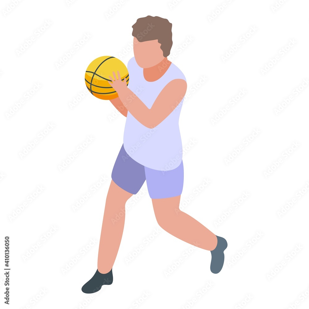 Poster basketball player icon. isometric of basketball player vector icon for web design isolated on white 