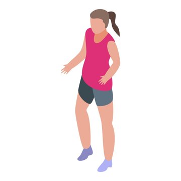 Girl basketball player icon. Isometric of girl basketball player vector icon for web design isolated on white background