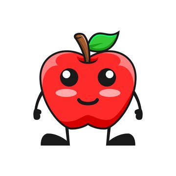 vector illustration of cute apple fruit expression or character smile. cute apple fruit Concept White Isolated. Flat Cartoon Style Suitable for Landing Page, Banner, Flyer, Sticker.