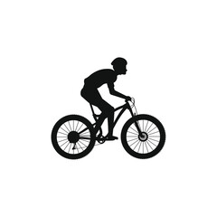 man with mountain bike on white background