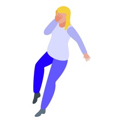 Scared woman icon. Isometric of scared woman vector icon for web design isolated on white background
