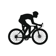 cyclist with road bike on white background