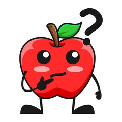 vector illustration of cute apple fruit or character confused question. cute apple fruit Concept White Isolated. Flat Cartoon Style Suitable for Landing Page, Banner, Flyer, Sticker.