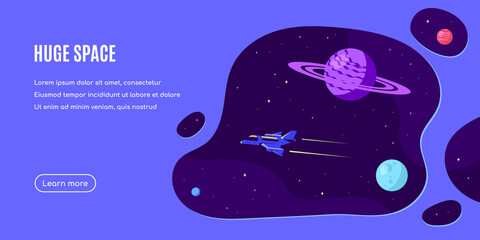 Outer Space Concept Banner Template In Flat Style © Dzianis Rakhuba