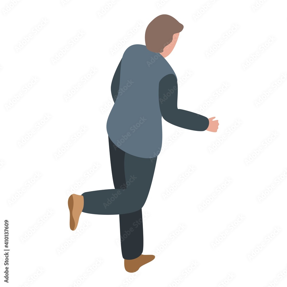Poster running scared man icon. isometric of running scared man vector icon for web design isolated on whit