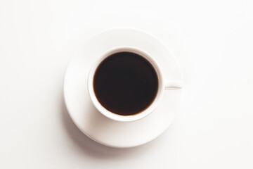 espresso coffee on a white background in a white cup. Isolated.