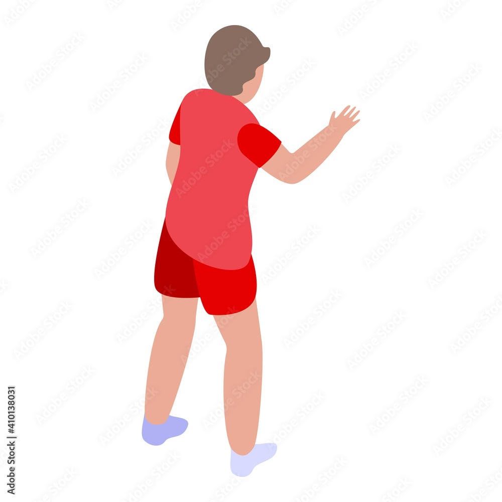 Poster soccer player icon. isometric of soccer player vector icon for web design isolated on white backgrou