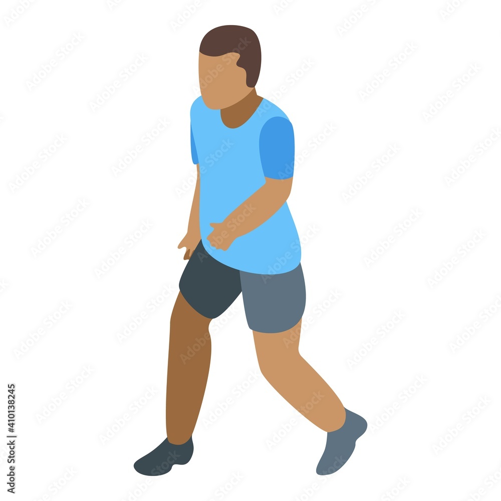Poster boy soccer player icon. isometric of boy soccer player vector icon for web design isolated on white 