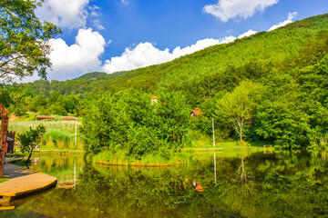 Floating island on the lake Smetes, Serbia