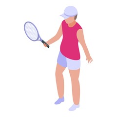 Obraz na płótnie Canvas Kid tennis sport player icon. Isometric of kid tennis sport player vector icon for web design isolated on white background