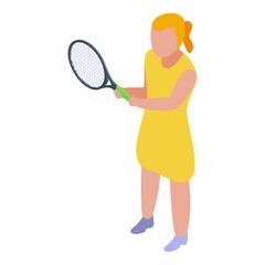 Fototapeta na wymiar Female tennis player icon. Isometric of female tennis player vector icon for web design isolated on white background