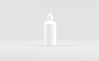 White Plastic Soap Dispenser Pump Bottle Shampoo Mockup 3D Illustration