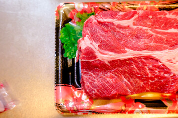 調理前のステーキ(生肉)