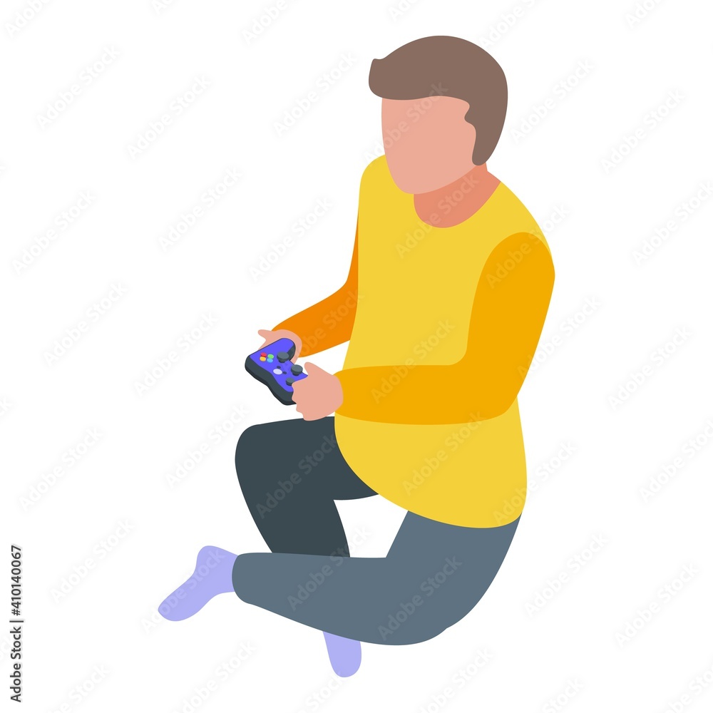 Poster game controller icon. isometric of game controller vector icon for web design isolated on white back