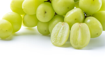 Beautiful a bunch of Shine Muscat green grape isolated on white background.