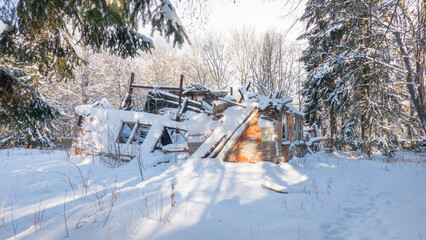 snow covered ruins