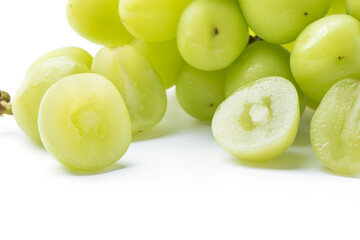 Beautiful a bunch of Shine Muscat green grape isolated on white background.