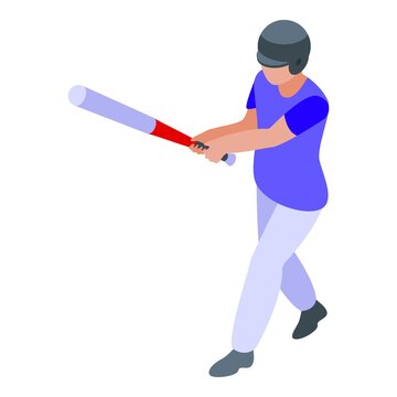 Baseball hitter icon. Isometric of baseball hitter vector icon for web design isolated on white background
