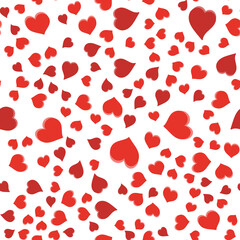 Pattern of red hearts on a white background